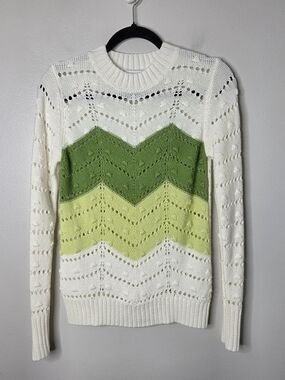 Greylin Eyelet PomPom Chevron Sweater